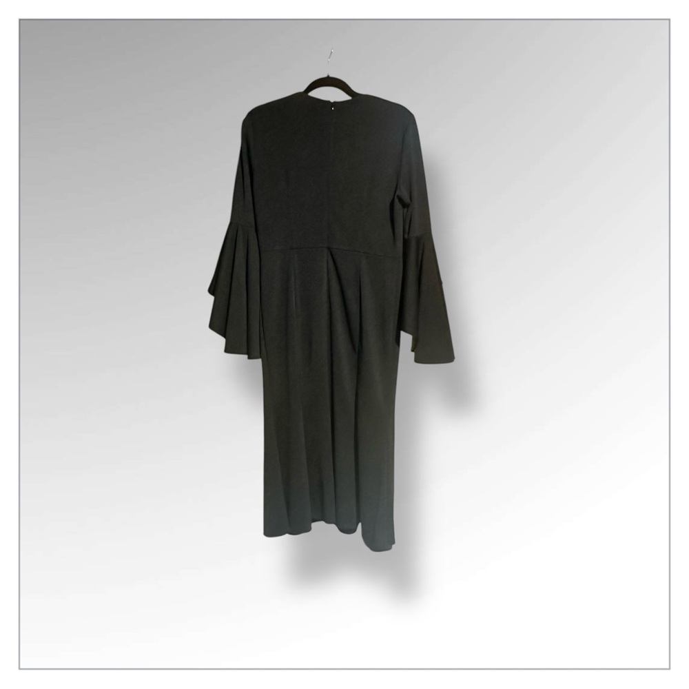 VfEmage Black Bell Sleeve V-Neck Midi Dress size 14 dramatic - Picture 3 of 9